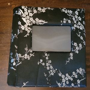 NWOT black fabric silver flowers photo album